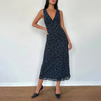 Damen Maxikleid mit tiefem V-Ausschnitt und floralem Spitzenmuster R&B