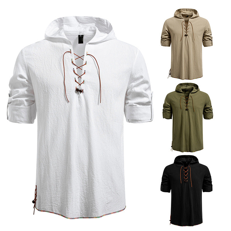 Herren Kaptuzenbluse mit einzigartigem Schnürdesign R&B