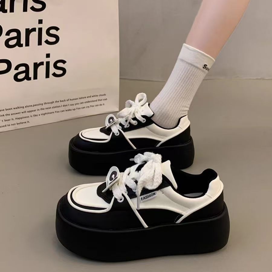Damen modische Plateau Sneakers mit eleganten Ziernähten und dämpfender Sohle R&B