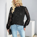 Damen Elegante Bluse mit Spitzenärmeln und strukturiertem Design