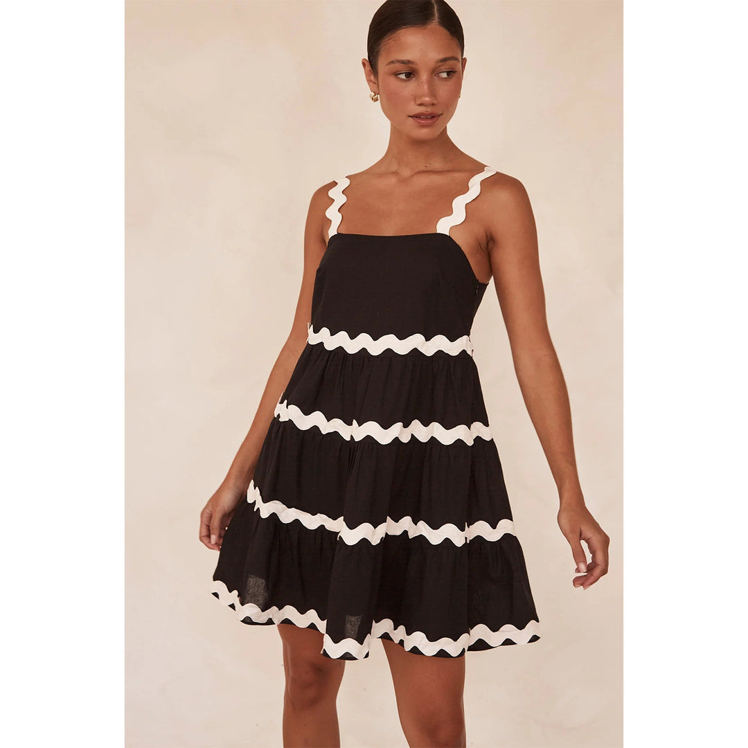 Damen Sommerliches Leinenkleid mit wellenförmigen Akzenten und luftigem Schnitt R&B