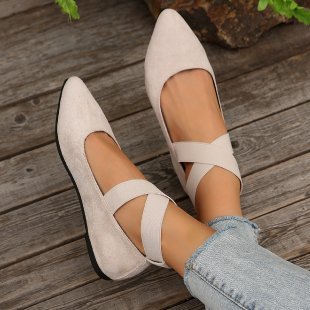 Damen Bequeme Ballerinas mit modischen Kreuzriemen R&B