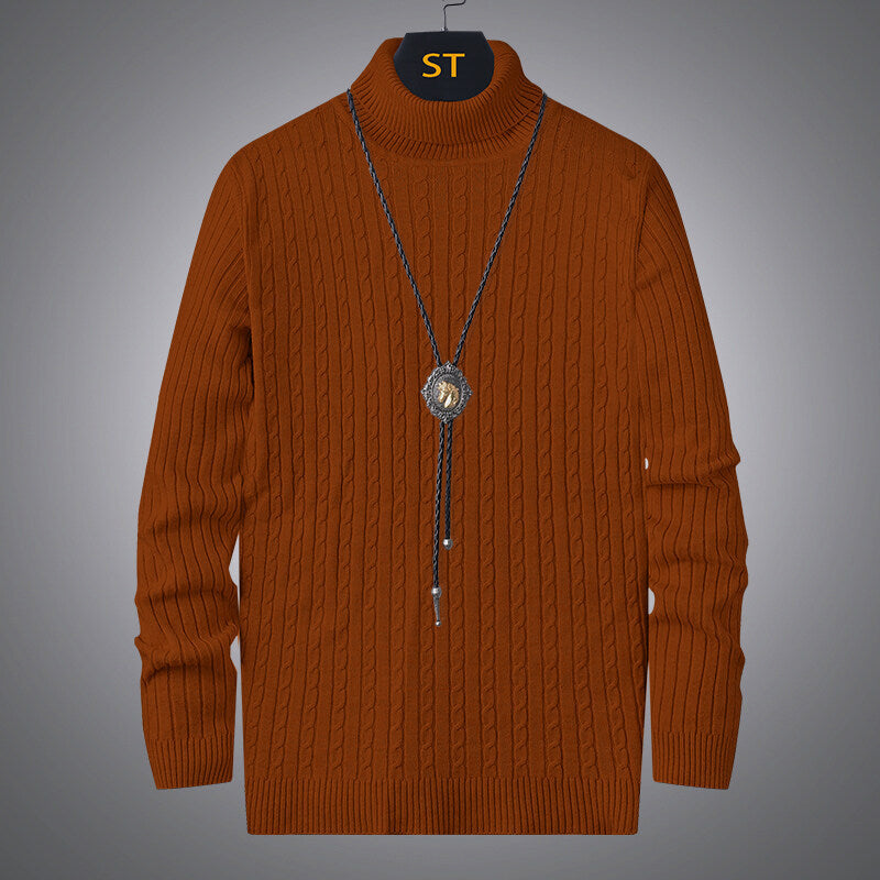 Herren Rollkragenpullover mit strukturiertem Zopfmuster R&B