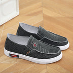 Damen lässige Slip-On Schuhe mit elastischem Einsatz und modischem Denim-Design