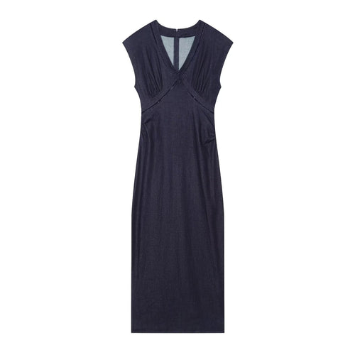 Damen Maxikleid mit elegantem V-Ausschnitt und feinem Drapé R&B