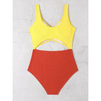 Damen Cut-Out Badeanzug mit hohem Bund und Wickeldesign R&B