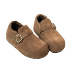 Damen Kuschelige Wildleder-Clogs mit warmem Innenfutter und praktischem Schnallenverschluss R&B