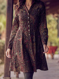 Damen Hemdblusenkleid mit Paisleymuster und Knopfdetails