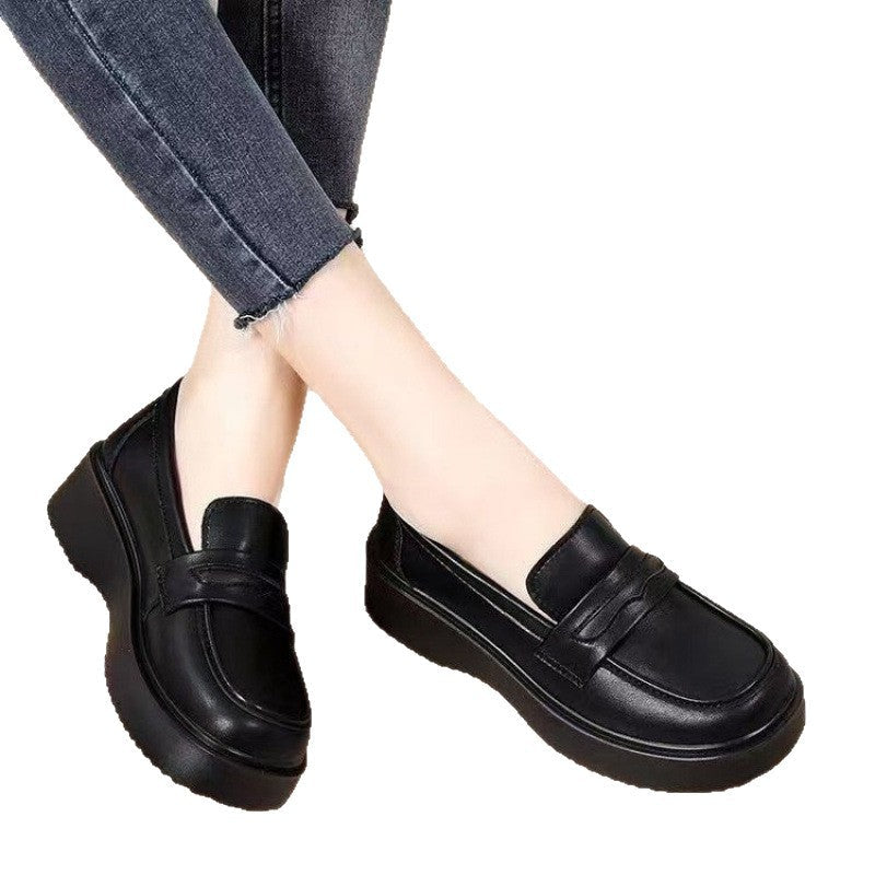Damen Komfortable Ledereinlagen-Slipper mit hoher Plateausohle R&B