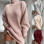 Damen Oversized Strickpullover mit hohem Kragen R&B