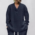 Herren lässiger Strickpullover mit V-Ausschnitt und strukturiertem Design R&B