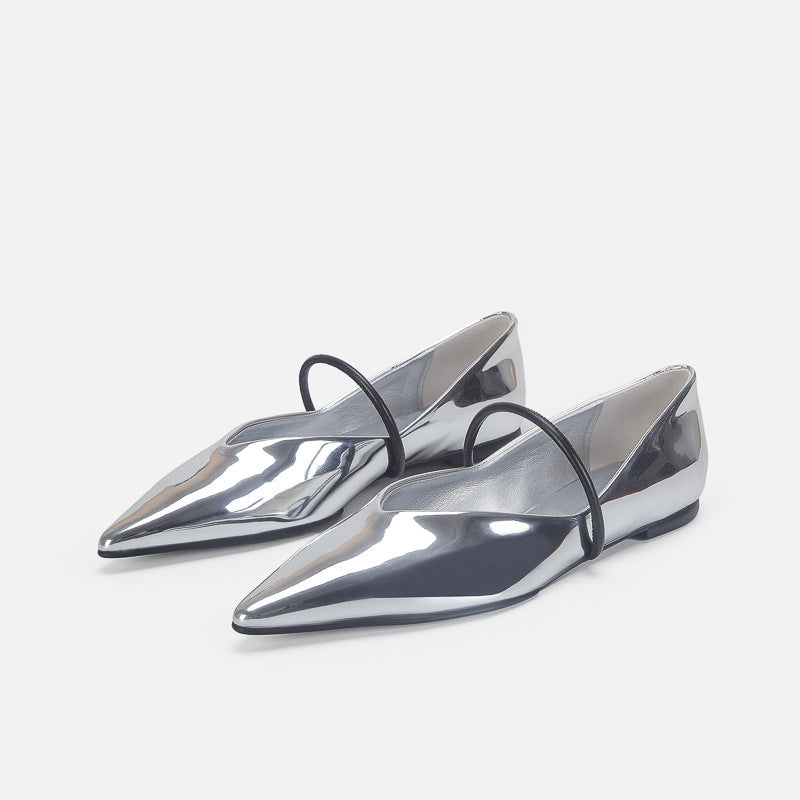 Damen Elegante und moderne Ballerinas mit asymmetrischem Riemen R&B