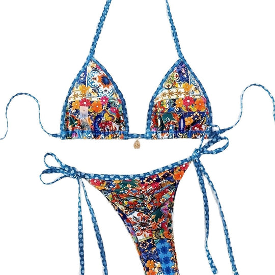 Damen Triangel-Bikini-Set mit floralem Muster R&B