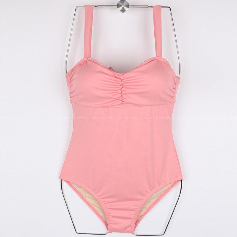 Damen Einteiler Badeanzug mit elegantem Rüschendesign und verstellbaren Trägern R&B