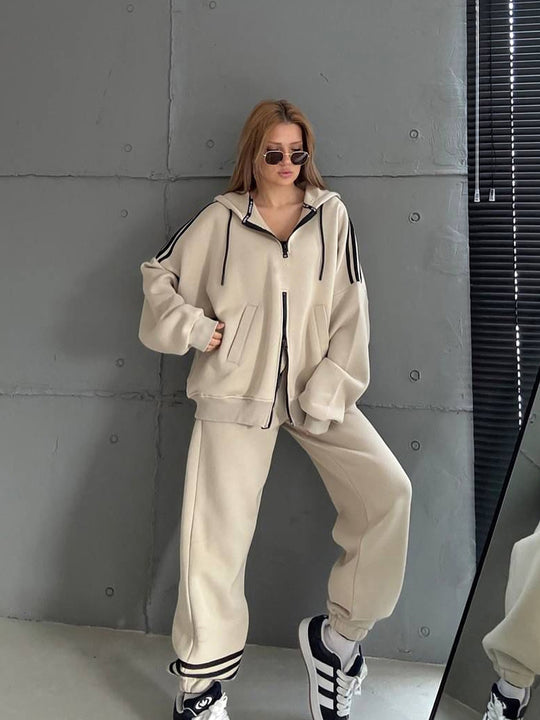 Damen Stylish Hoodie mit doppeltem Reißverschluss und lässigem Schnitt R&B