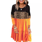 Damen Elegantes Tierdruck Kleid mit rüschigem Saum R&B