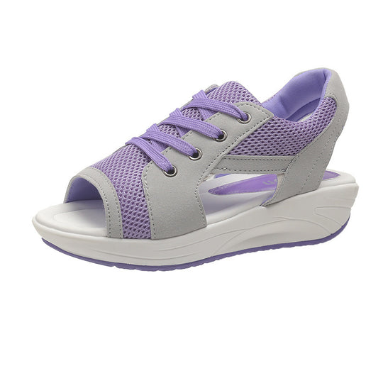 Damen Wedge-Pantoletten mit atmungsaktivem Mesh-Obermaterial und stabiler Plattformsohle R&B