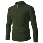 Herren Strickpullover mit Reißverschluss und strukturierter Rippoptik
