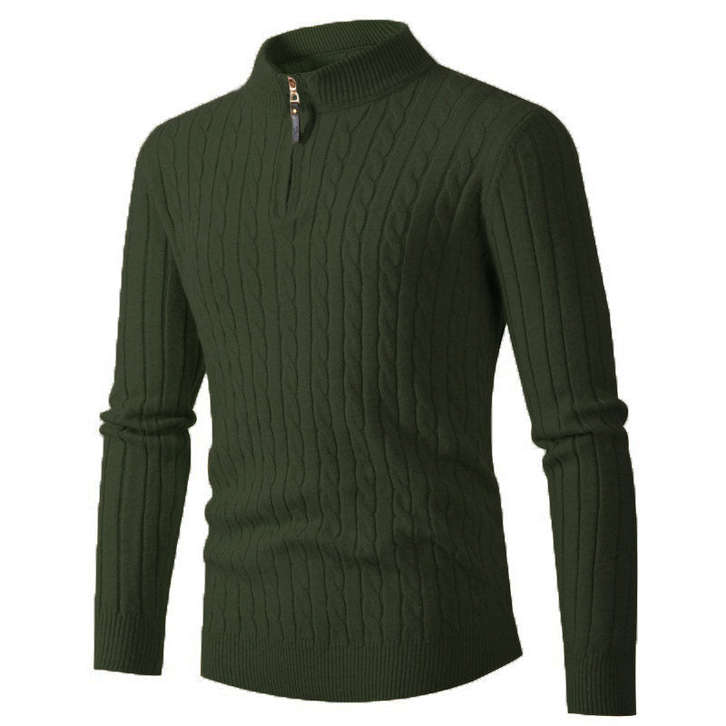 Herren Strickpullover mit Reißverschluss und strukturierter Rippoptik
