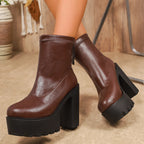 Damen Chunky Blockabsatz Stiefeletten mit zippbarem Design R&B