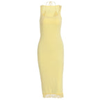 Damen Elegantes Langarm-Kleid mit Spitzenbordüre R&B