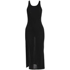Damen figurbetontes Midikleid mit hohen Seitenschlitzen und Racerback R&B