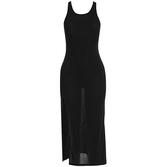 Damen figurbetontes Midikleid mit hohen Seitenschlitzen und Racerback R&B
