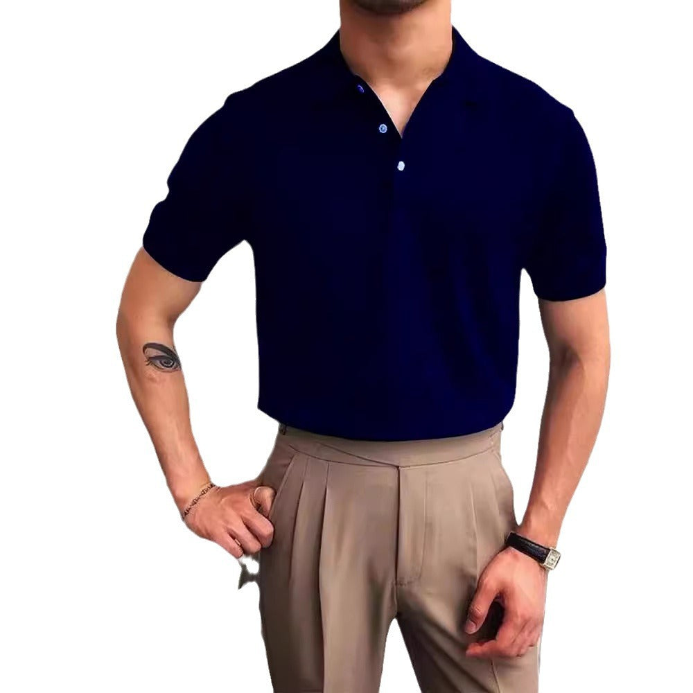 Herren nan Premium-Feinstrick-Poloshirt mit offenem Hemdkragen und dezenter Knopfleiste R&B