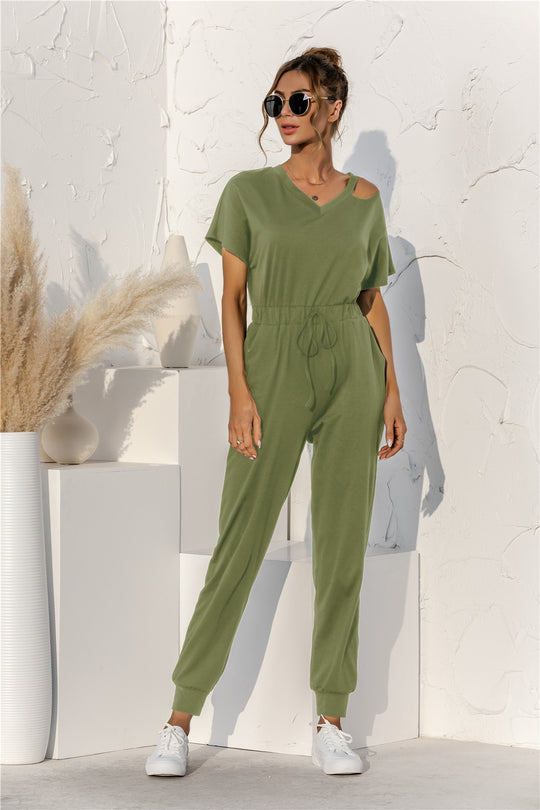 Damen Relaxed Fit Overall mit Kordelzug und Schulterfreies Design R&B