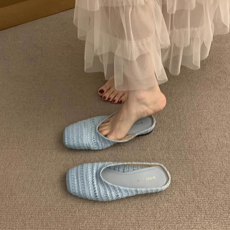 Damen luftige Sommer Slipper mit handgearbeiteter Häkelstruktur R&B