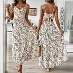 Damen Maxikleid mit elegantem V-Ausschnitt und tierischem Druck R&B