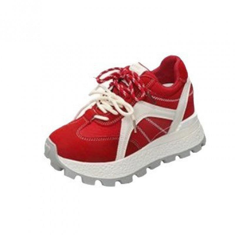Damen Sportliche Sneakers mit hohem Plateau und trendiger Schnürung R&B