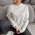 Damen Modernes Strickoberteil mit hochgeschlossenem Kragen und feinem Rippenmuster