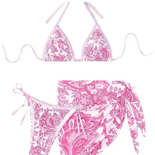 Damen Triangel-Bikini-Set mit elegantem Wickelrock R&B