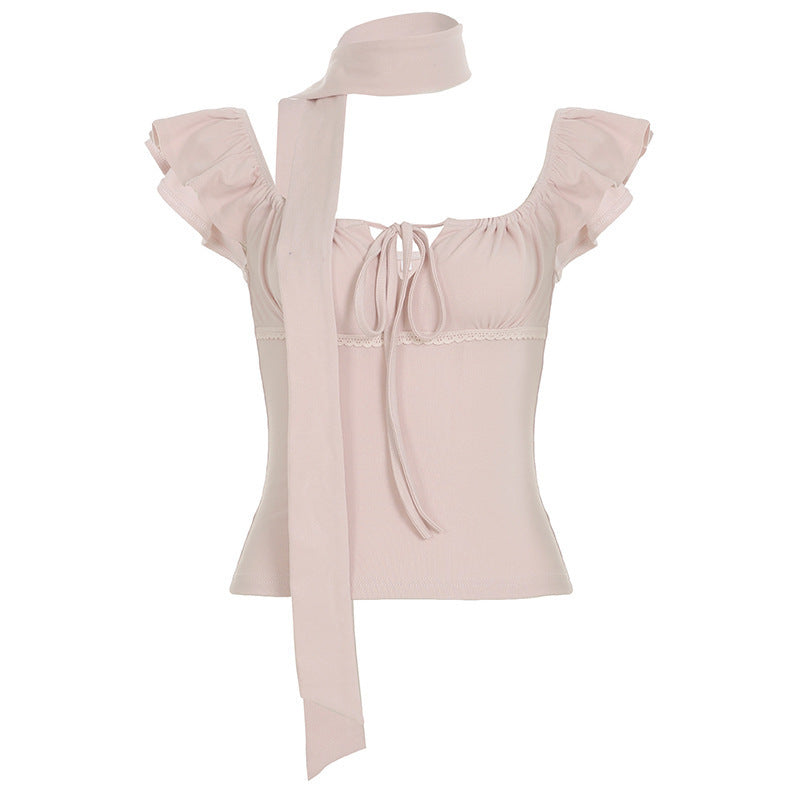Damen elegantes Oberteil mit verspieltem Schlangendesign und bunten Rüschendetails R&B