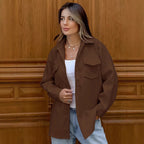 Damen Oversized Hemdblousenjacke mit praktischen Taschen und modernem Schnitt R&B