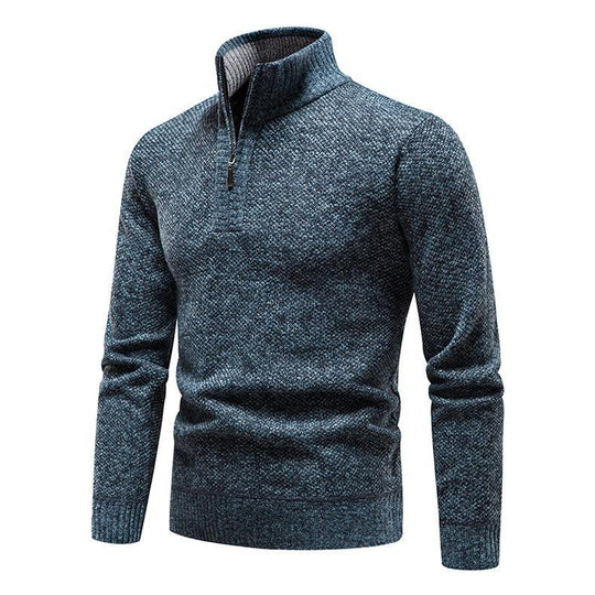 Herren Pullover mit halbem Reißverschluss und strukturiertem Design R&B