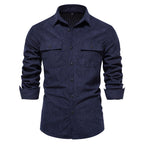 Herren nan feines Cord-Übershirt mit Brustpatten, durchgehender Knopfleiste und körpernaher Silhouette R&B