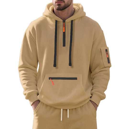 Herren funktionaler Kapuzenpullover mit Reißverschluss und seitlichen Taschen R&B