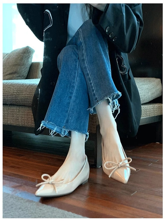 Damen elegante Ballerinas mit stilvoller Schleifenverzierung R&B