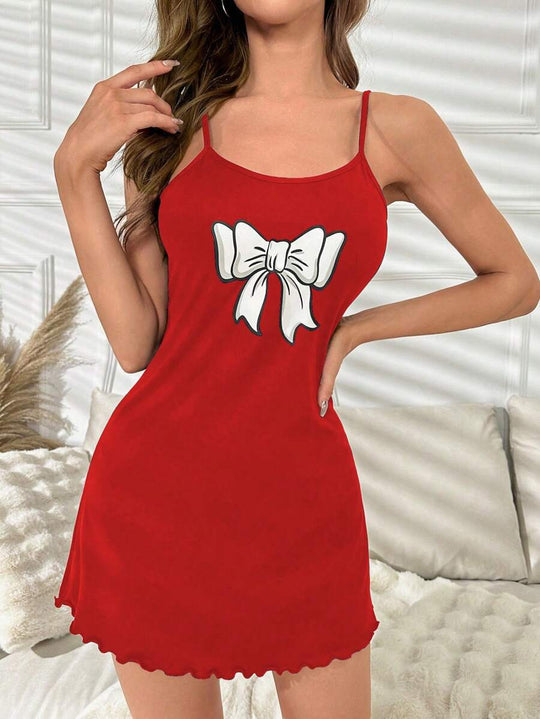 Damen Nachtwäsche Kleid mit auffälligem Kartenspiel-Motiv und verführerischem Saum R&B