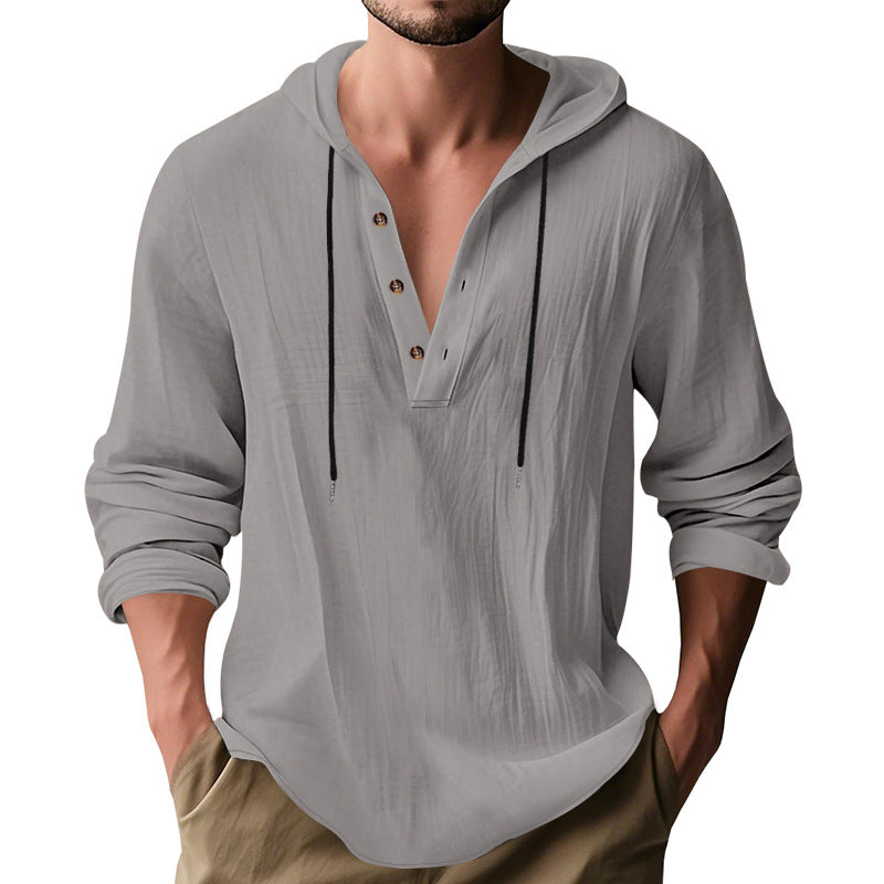 Herren lässiges Langarm-Hoodie mit Knopfleiste und modernem Schnitt R&B