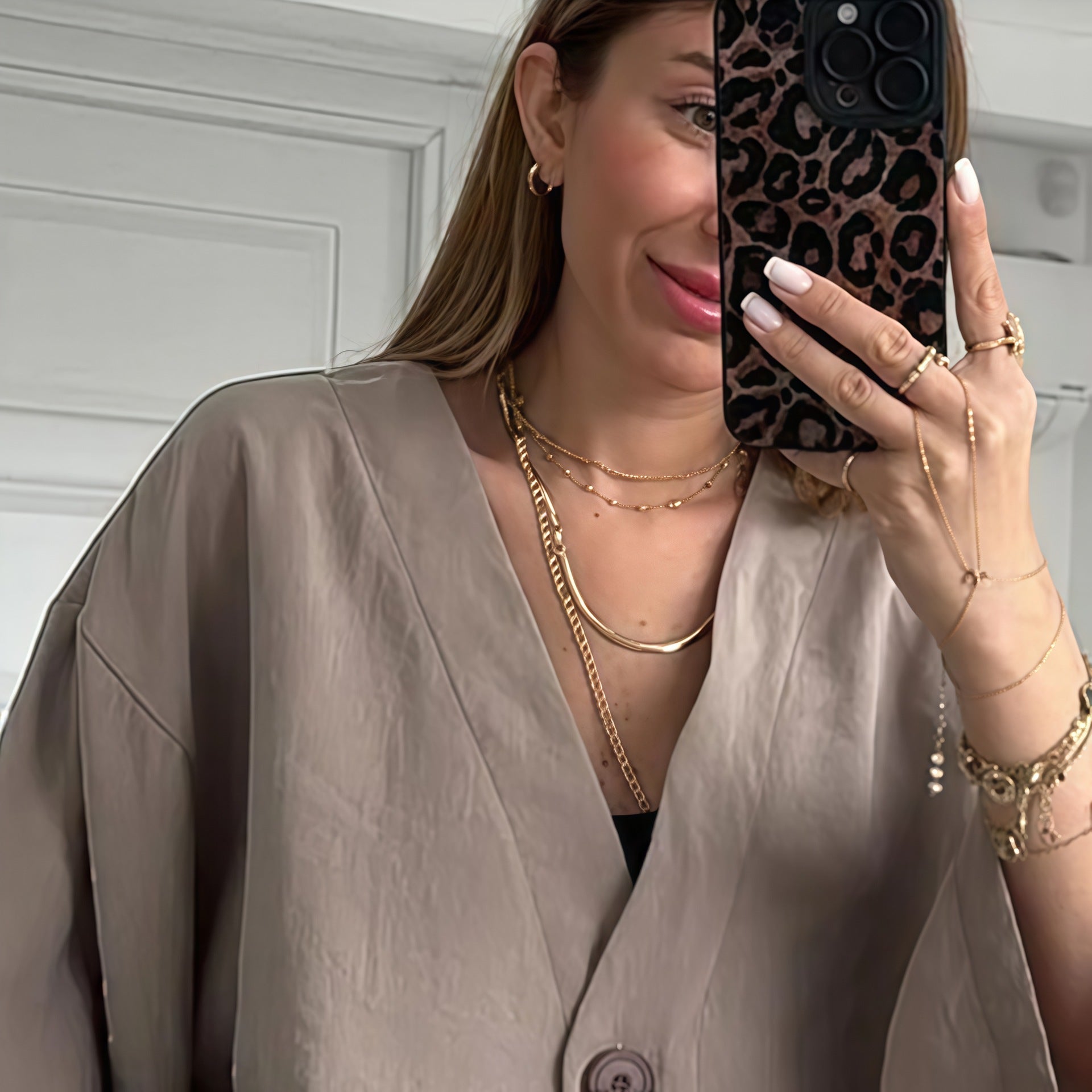 Damen Elegante Kimono-Jacke mit weiten Ärmeln und lockerer Passform R&B
