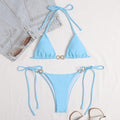 Damen Triangel-Bikini-Set mit raffinierten Rüschendetails und goldenen Akzenten R&B