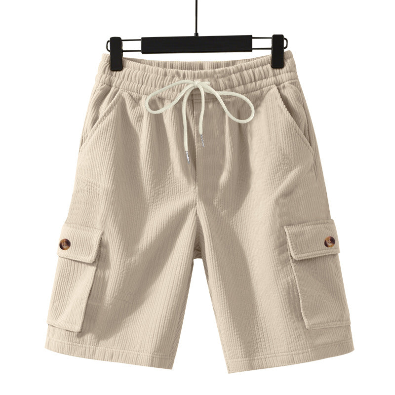 Herren nan Cord-Cargo-Shorts mit elastischem Tunnelzugbund, aufgesetzten Cargotaschen und weichem Baumwollmix R&B