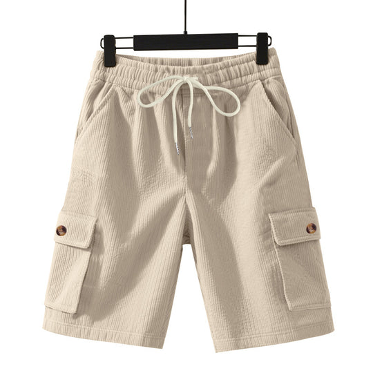 Herren nan Cord-Cargo-Shorts mit elastischem Tunnelzugbund, aufgesetzten Cargotaschen und weichem Baumwollmix R&B