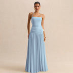 Damen Maxikleid mit Raffungen und schulterfreiem Design R&B