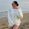 Damen Grobstrickpullover mit luftigem Schnitt und innovative Struktur R&B