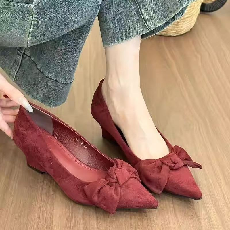Damen spitze Wedge-Pumps aus samtweichem Velours R&B