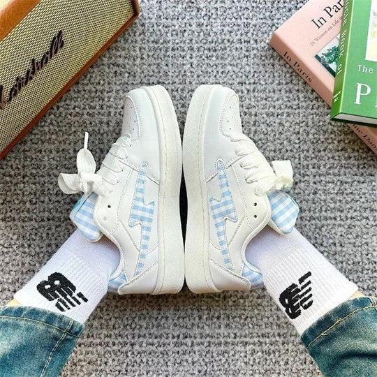 Damen Sneakers im modernen Karo-Design mit atmungsaktiven Materialien R&B